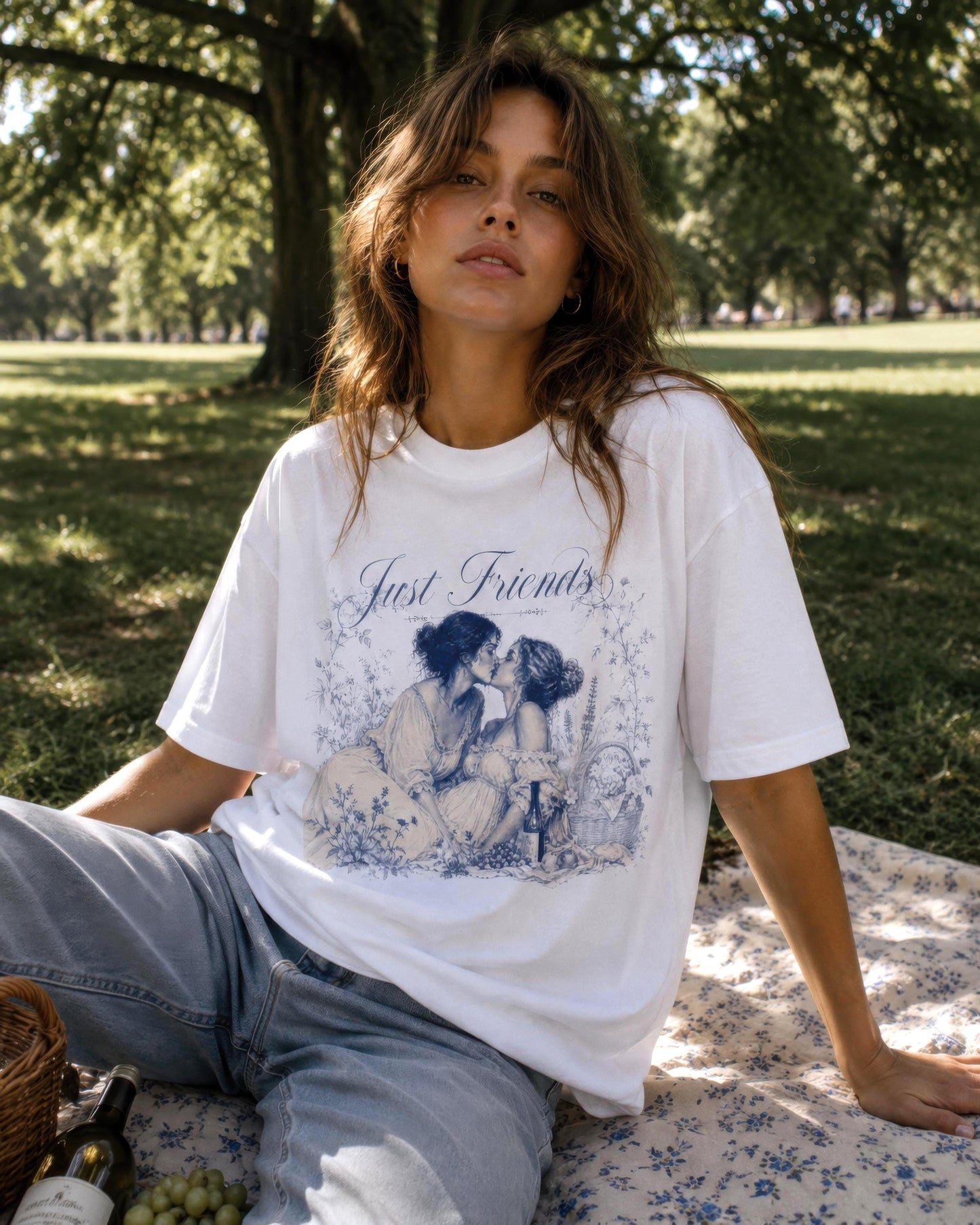 Just Friends | Lesbian Graphic Tee | oversized Shirt | Sapphic LGBT Queer | Feminist | Girls support Girls | Girl power