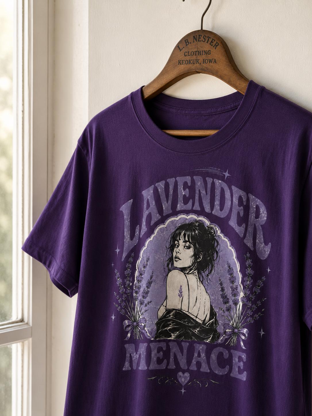 Lavender Menace Shirt, Vintage Lesbian Rights Graphic Tee, Retro Queer Feminist T-Shirt, Sapphic Pride Top, 70s Dyke Activist Apparel