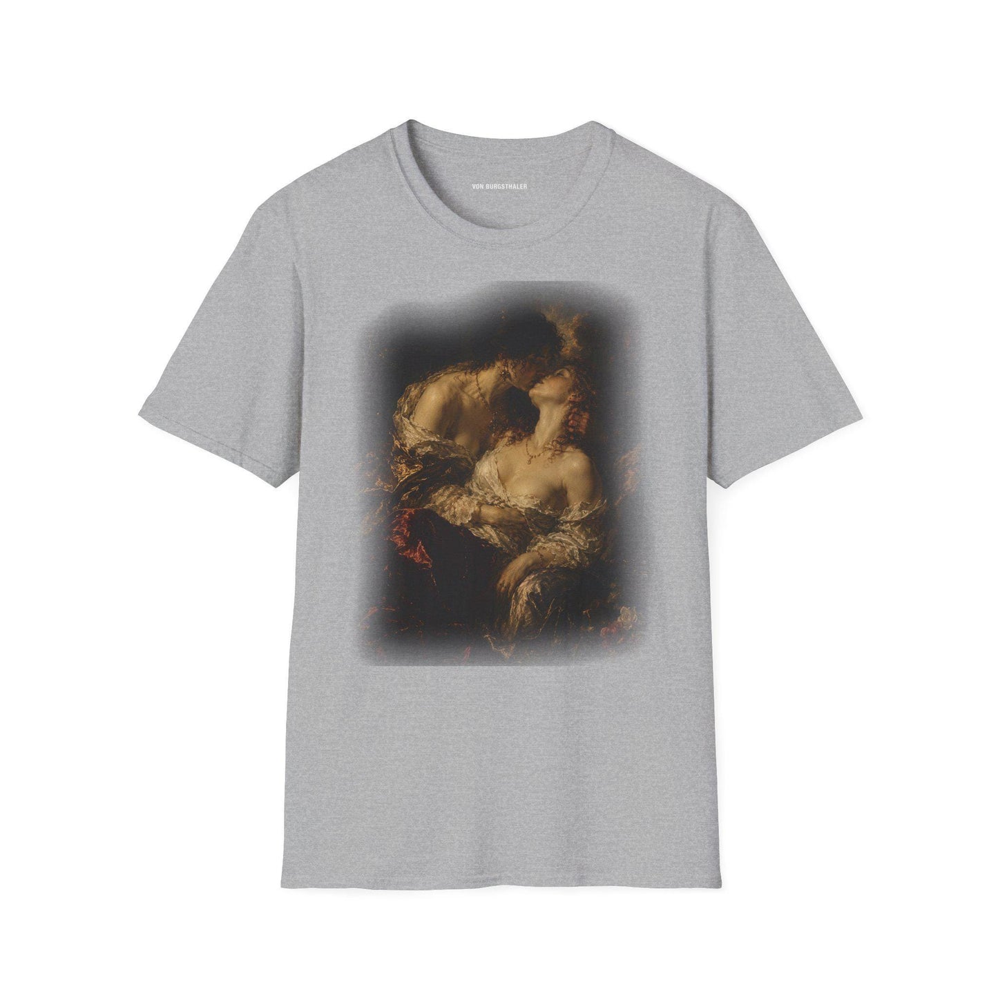Sapphic Art T-Shirt, Classical Painting Kissing Women Tee, Lesbian WLW Pride Shirt, Vintage Dark Academia Fine Art Graphic Top