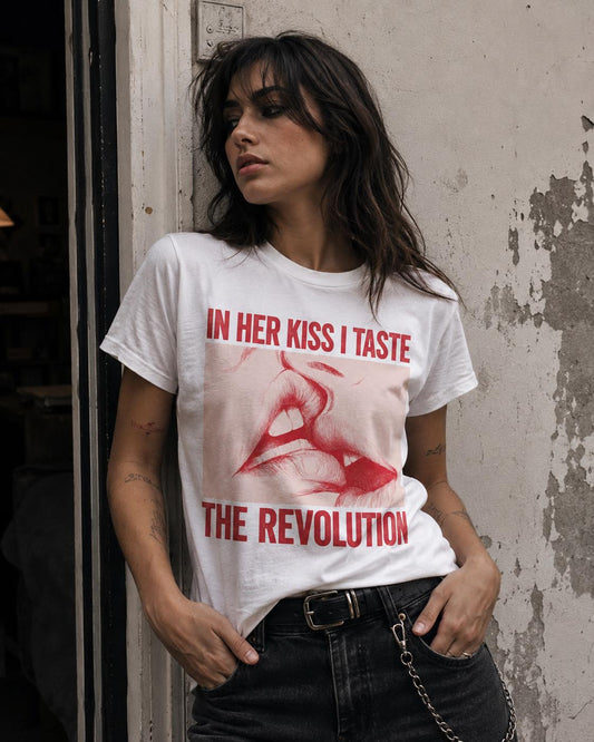 In Her Kiss I Taste The Revolution Shirt | Riot Grrrl Graphic Tee | Sapphic Lesbian Pride T-Shirt, Feminist Punk Rock Top, Queer WLW Apparel