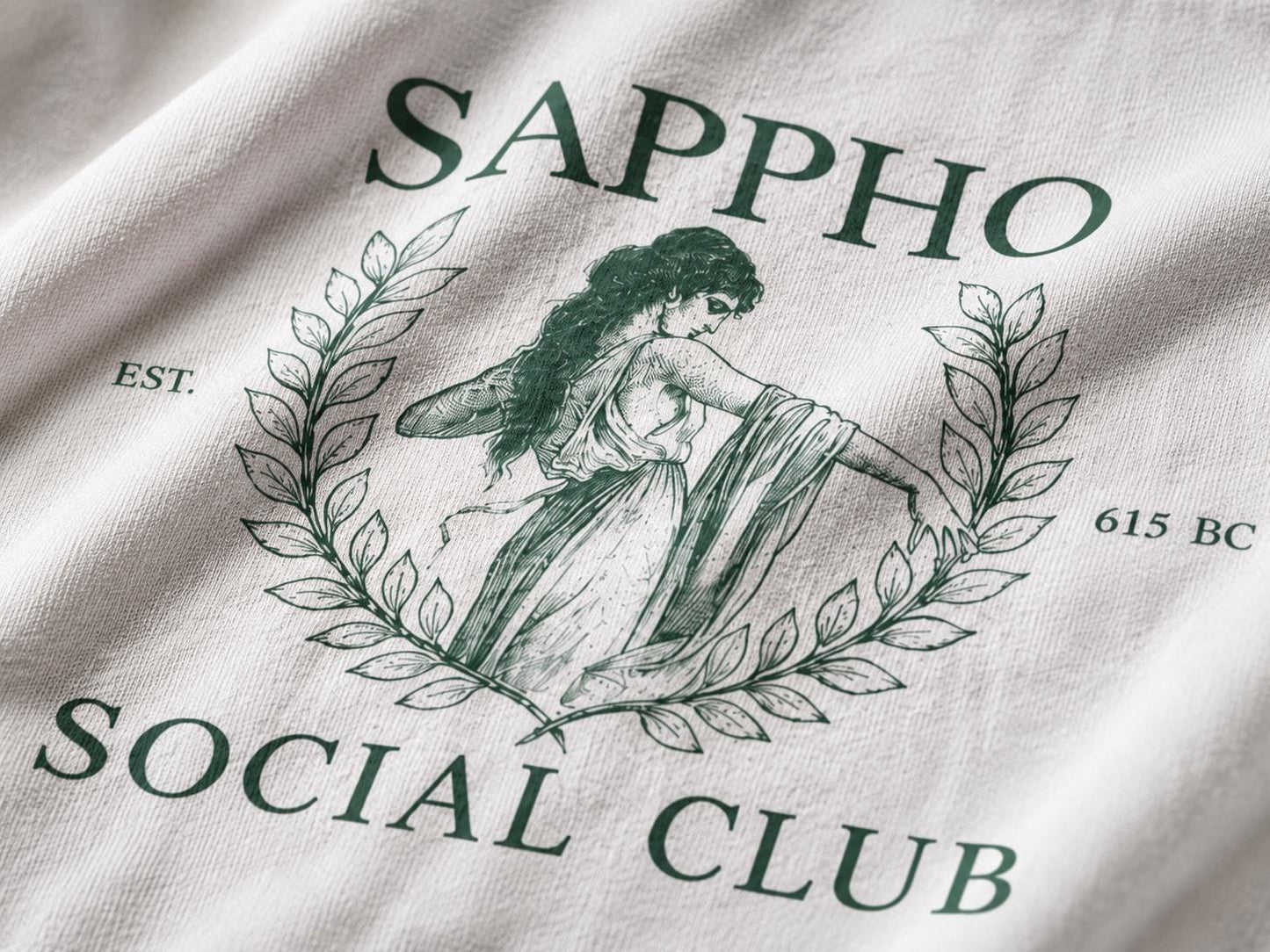 Sappho Social Club Baby Tee, Vintage Dark Academia Crop Top, Sapphic Lesbian Pride T-Shirt, Greek Mythology Aesthetics, WLW Y2K Graphic Tee