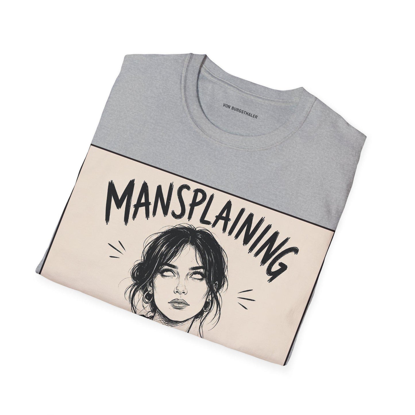 Mansplaining Survivor Shirt, Funny Feminist Graphic Tee, Sarcastic Women's T-Shirt, Girl Power Top, Edgy Sketch Art Gothic Apparel