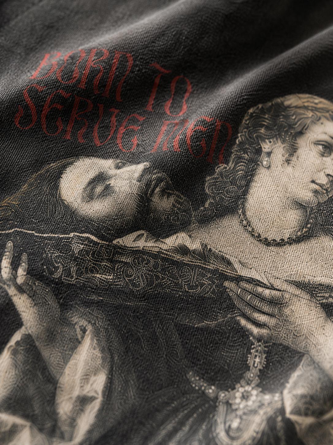 Born To Serve Men Shirt, Salome Severed Head Graphic Tee, Dark Humor Feminist T-Shirt, Renaissance Art Goth Top, Dark Academia Shirt