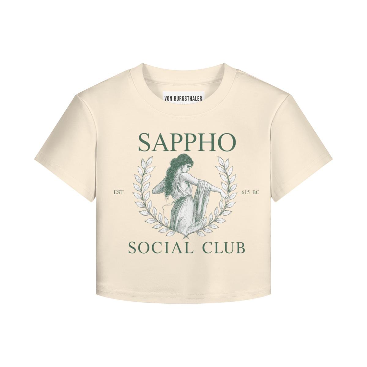 Sappho Social Club Baby Tee, Vintage Dark Academia Crop Top, Sapphic Lesbian Pride T-Shirt, Greek Mythology Aesthetics, WLW Y2K Graphic Tee