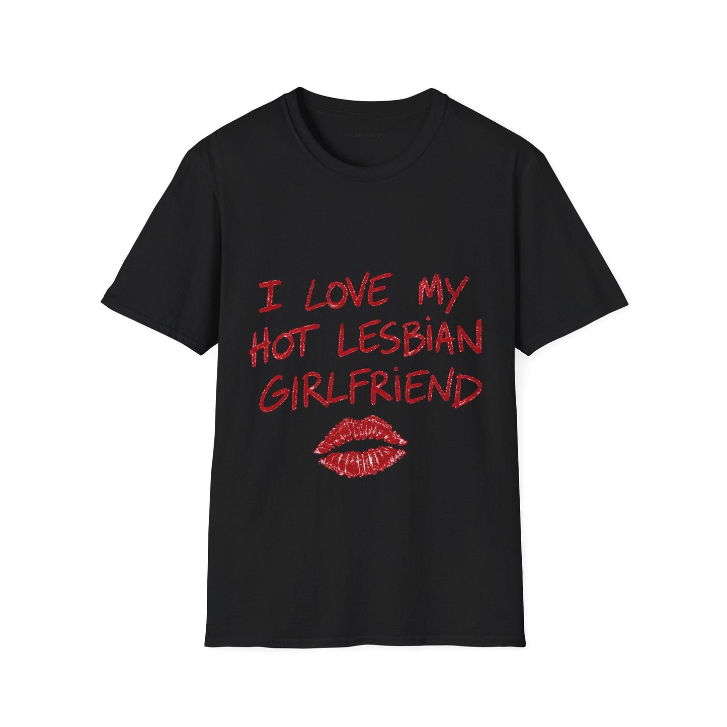 I Love My Hot Lesbian Girlfriend Shirt, Minimalist Lips Graphic Tee, Lesbian Pride T-Shirt, Red Lipstick Queer Top, WLW Couple Gift