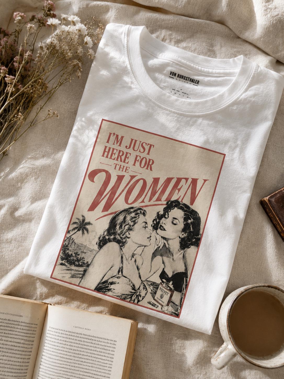 I'm Just Here For The Women Shirt, Vintage Pulp Romance Graphic Tee, Lesbian Sapphic Aesthetic T-Shirt, Retro LGBT Top, Vintage Cute Women