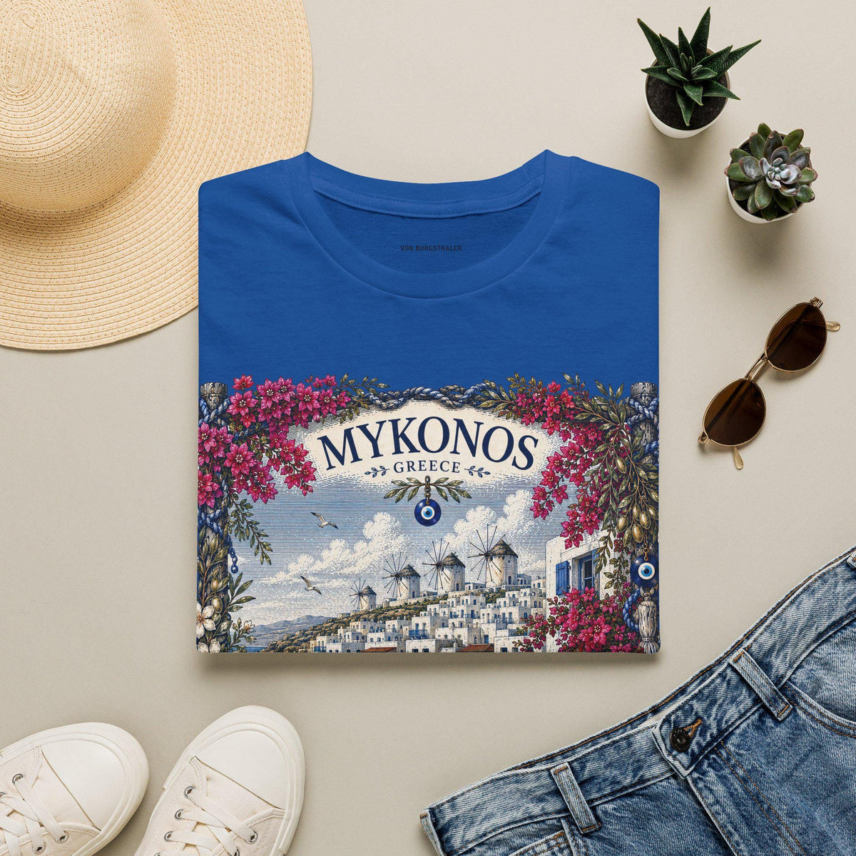 Mykonos Tee, Greek Island Shirt, Mediterranean Summer, Greece Vacation Tee, Coastal Aesthetic, Oversized Shirt, Vintage 90s, Y2K