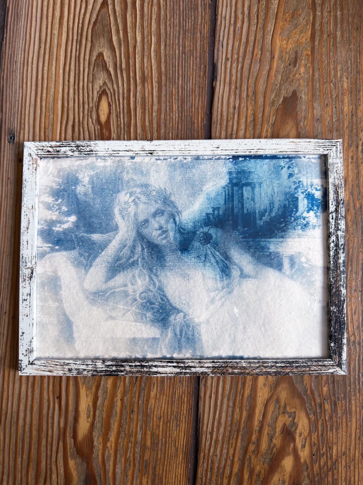 Reneé Rapp Goddess Cyanotype Print, Original Handmade Blue Art on Cotton Rag Paper, A4, Romantic Sapphic Wall Art, Lesbian, Greek Mythology