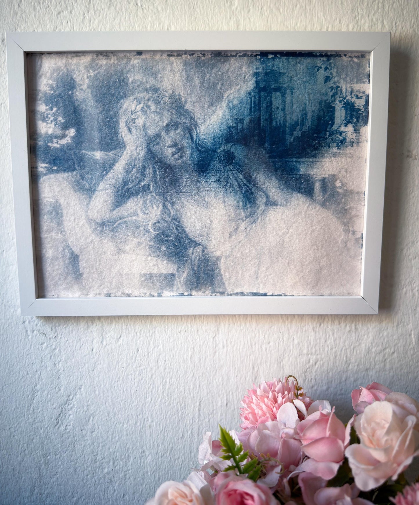 Reneé Rapp Goddess Cyanotype Print, Original Handmade Blue Art on Cotton Rag Paper, A4, Romantic Sapphic Wall Art, Lesbian, Greek Mythology