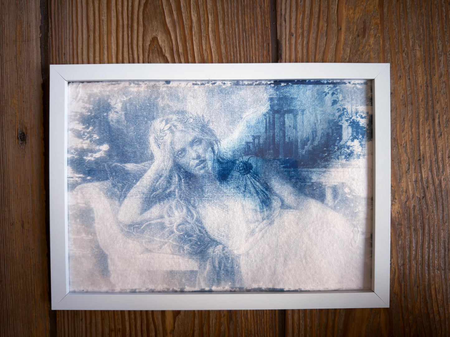 Reneé Rapp Goddess Cyanotype Print, Original Handmade Blue Art on Cotton Rag Paper, A4, Romantic Sapphic Wall Art, Lesbian, Greek Mythology