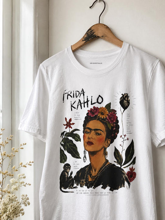 Frida Kahlo T-Shirt, Vintage Artist Graphic Tee, Painter Portrait Shirt, Feminist Icon Top, Aesthetic Fine Art Gift, Botanical Art Shirt