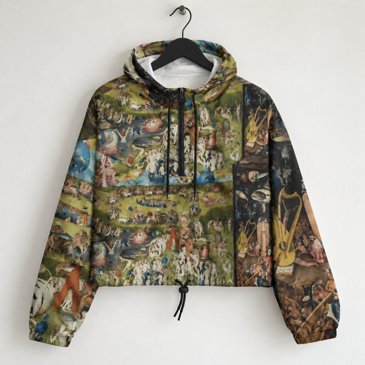 Hieronymus Bosch Fine Art Jacket - Garden of Earthly Delights Cropped Windbreaker
