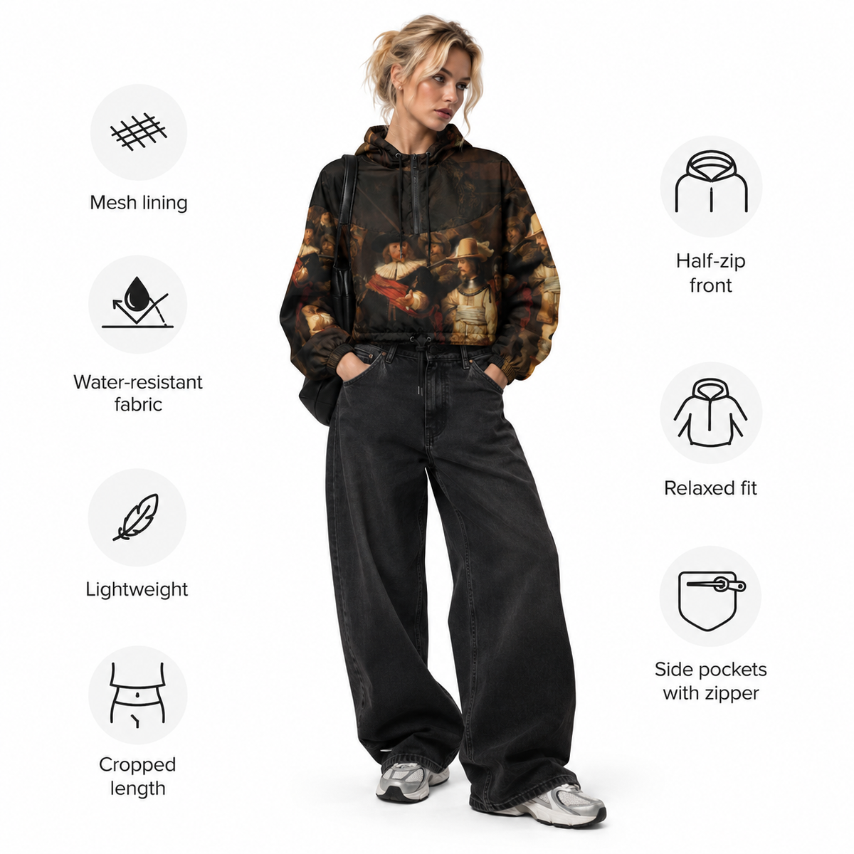 Rembrandt Fine Art Jacket - The Night Watch Cropped Windbreaker