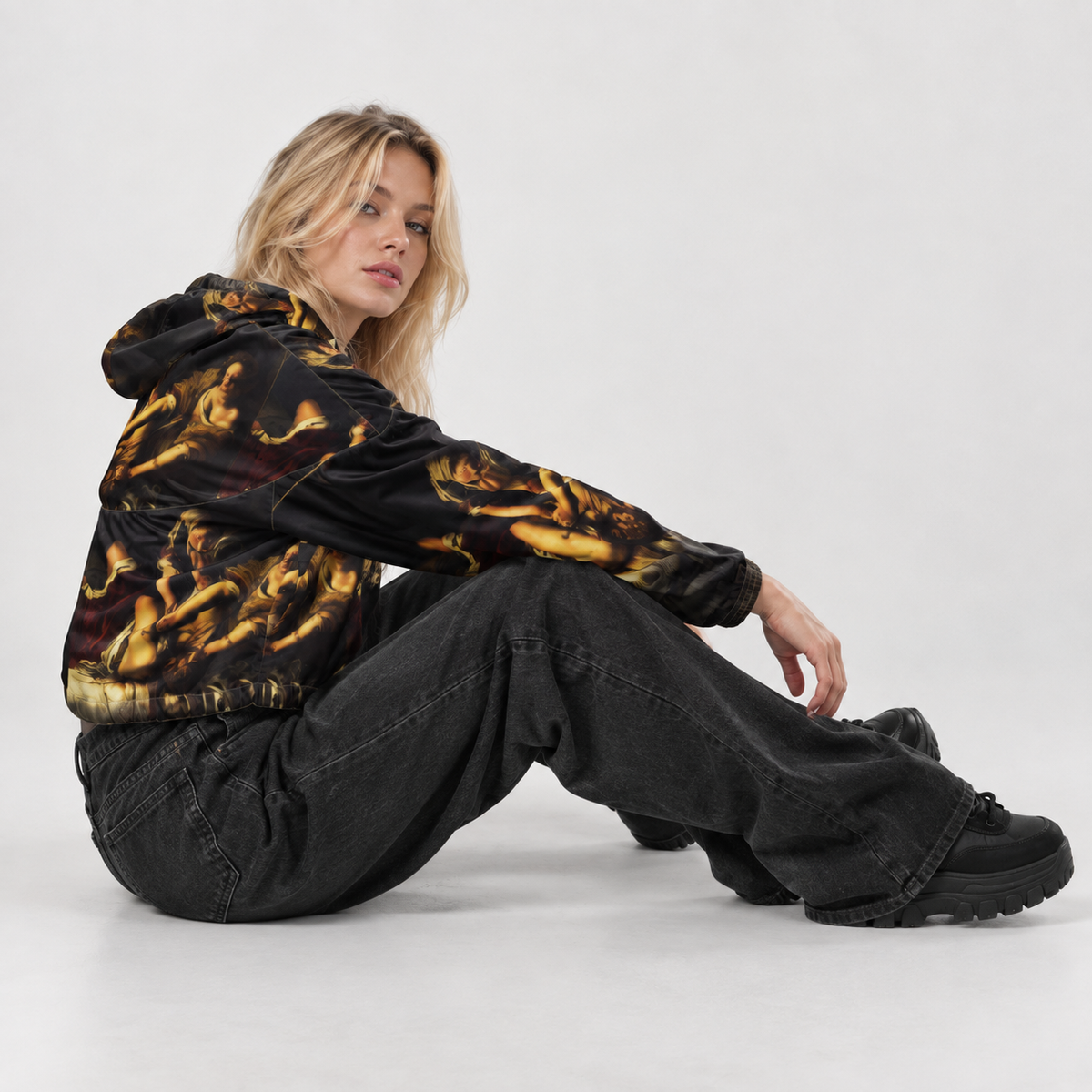 Artemisia Gentileschi Fine Art Jacket - Judith Beheading Holofernes Cropped Windbreaker