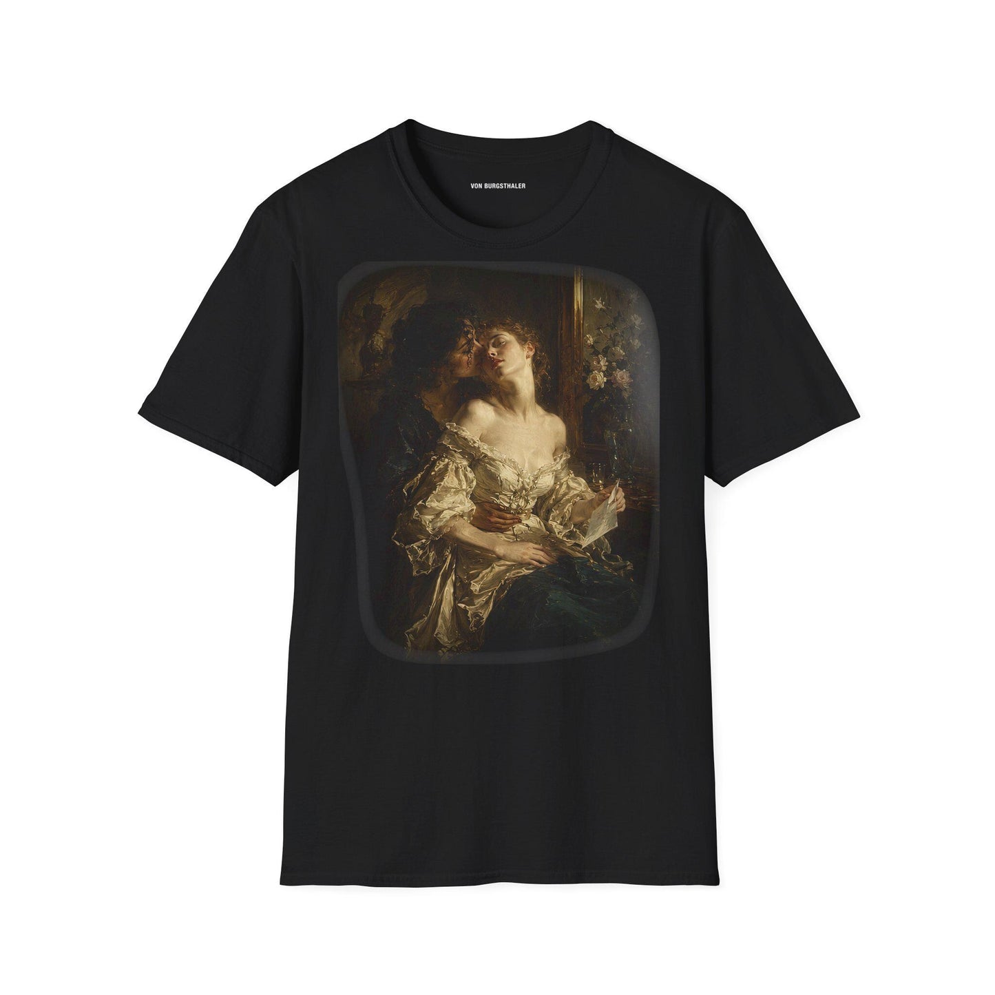 Sapphic Art T-Shirt, Classical Painting Kissing Women Tee, Lesbian WLW Pride Shirt, Vintage Dark Academia Fine Art Graphic Top