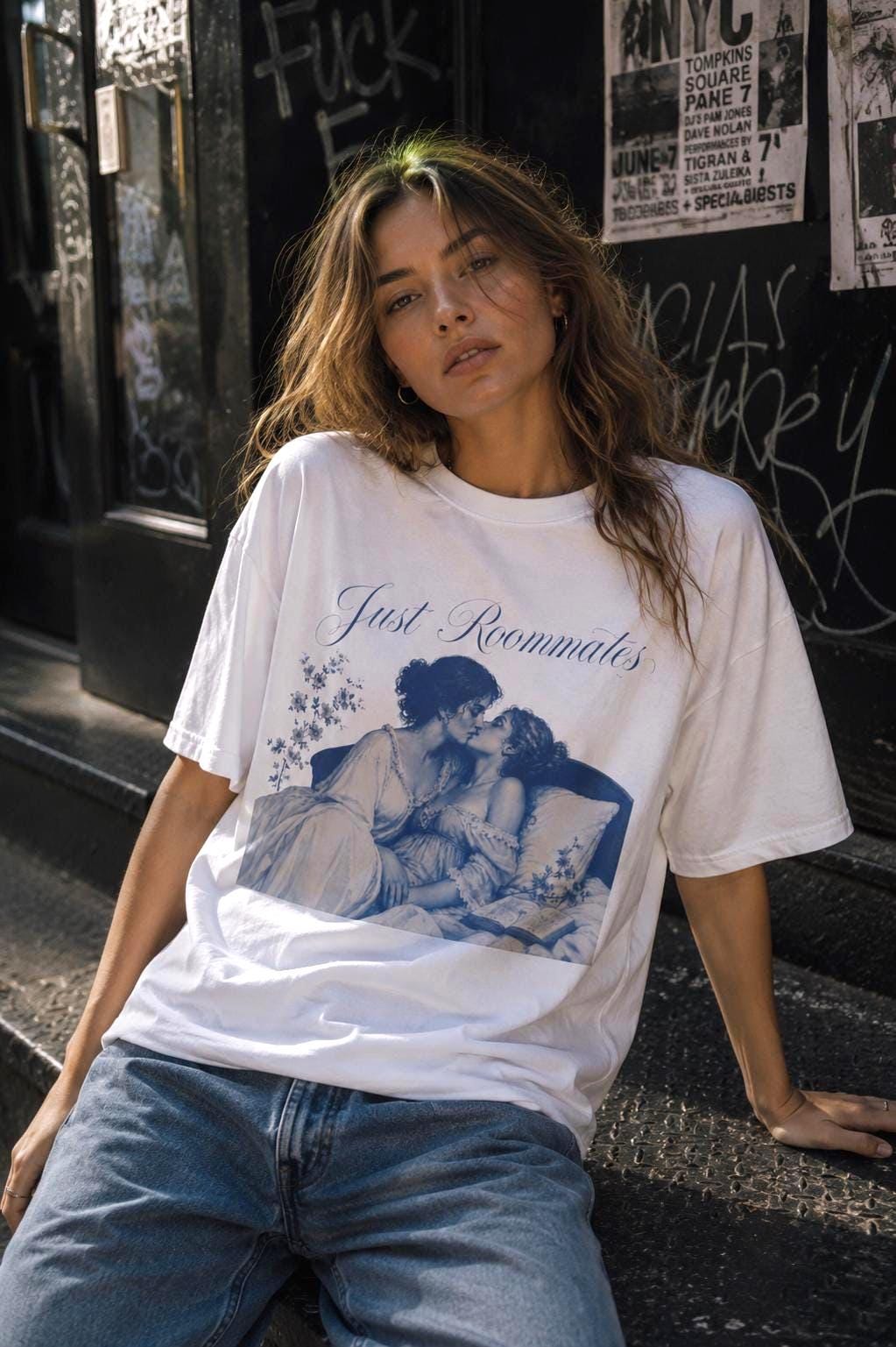 Just Roommates | Lesbian Graphic Tee | oversized Shirt | Sapphic LGBT Queer | Feminist | Girls support Girls | Girl power