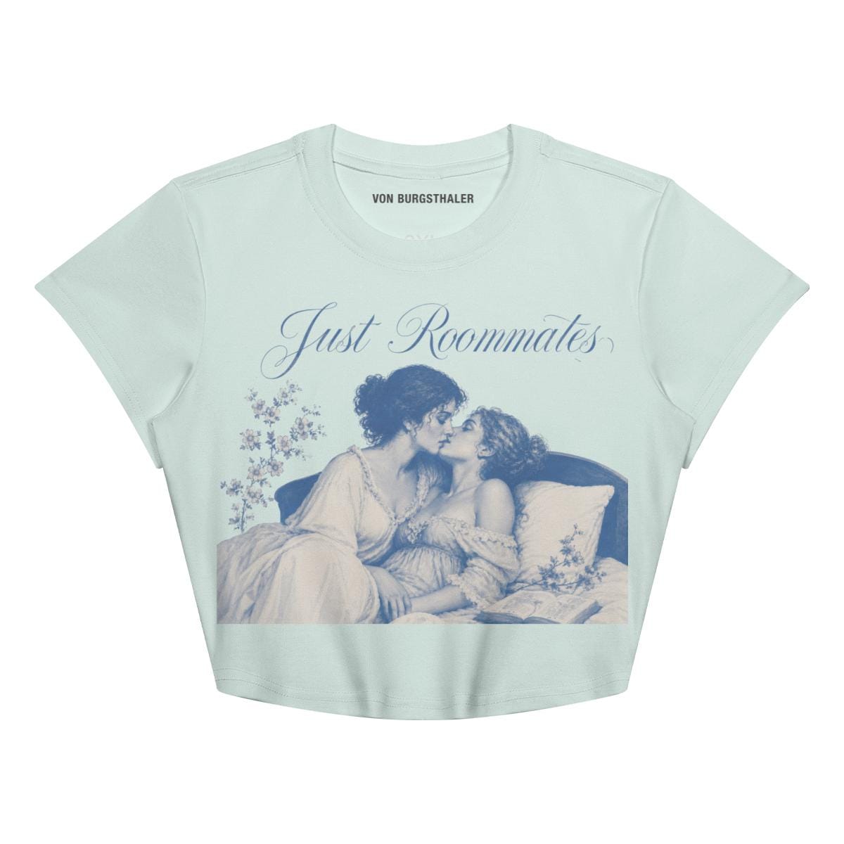 Just Roommates Sapphic Baby Tee | Vintage Mythology Art Crop Top | Coquette Aesthetic Women's Shirt | Classical Lesbian Art Graphic T-Shirt