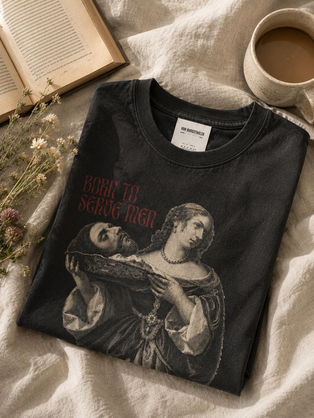 Born To Serve Men Shirt, Salome Severed Head Graphic Tee, Dark Humor Feminist T-Shirt, Renaissance Art Goth Top, Dark Academia Shirt