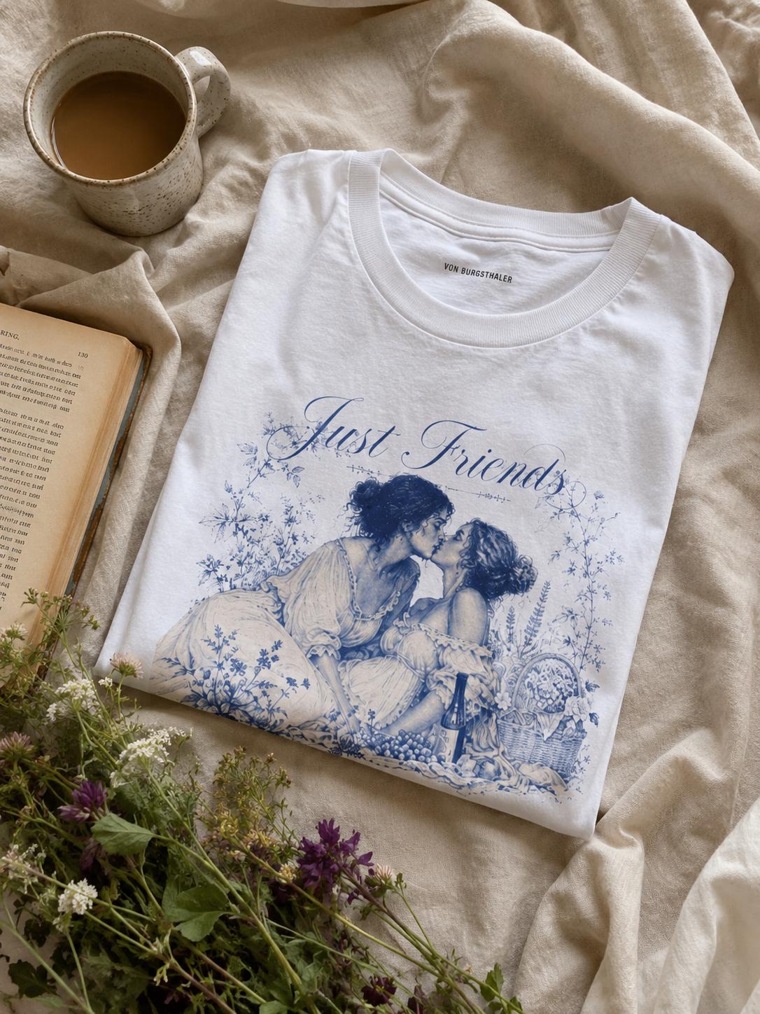 Just Friends | Lesbian Graphic Tee | oversized Shirt | Sapphic LGBT Queer | Feminist | Girls support Girls | Girl power