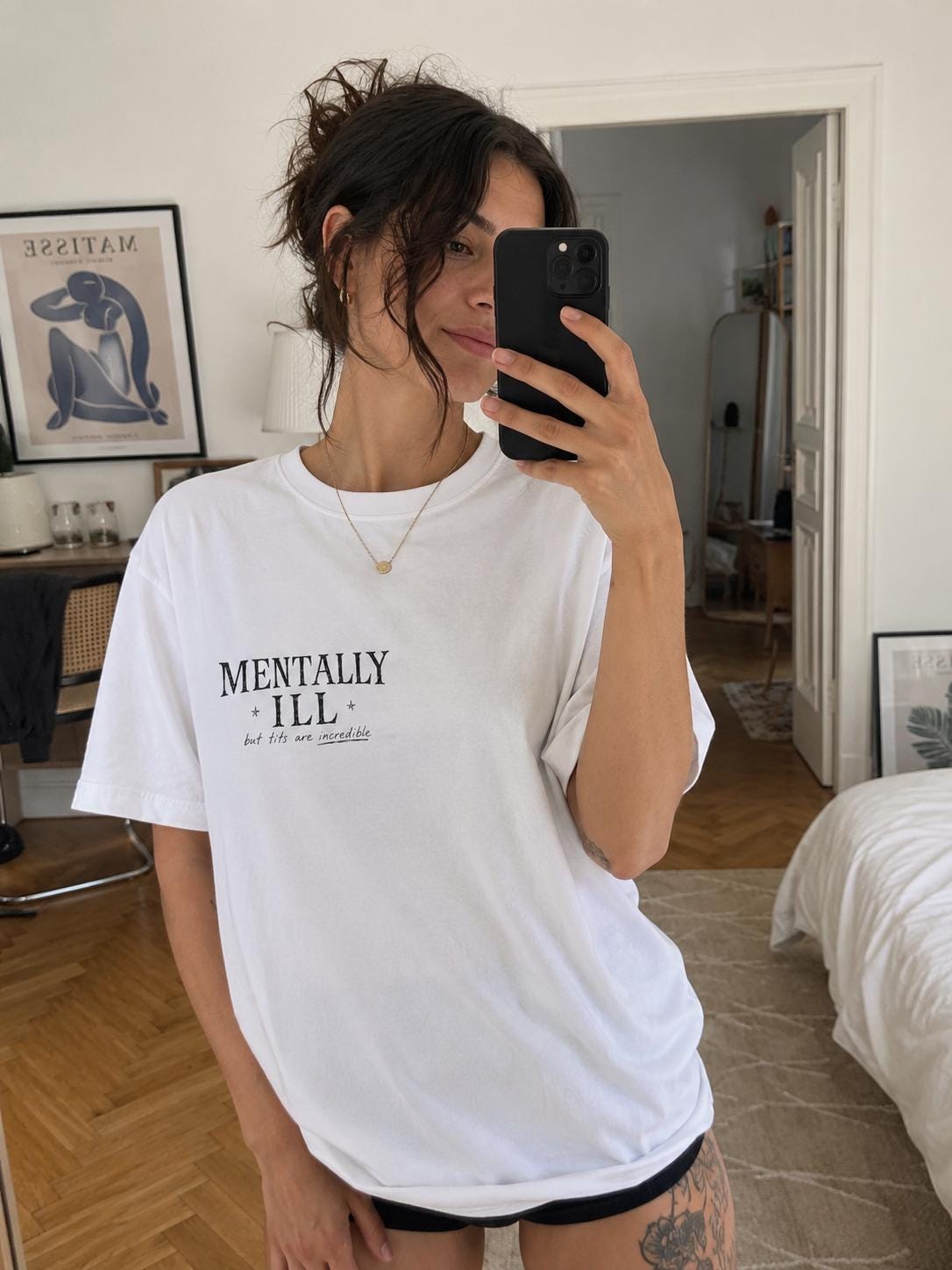 Mentally Ill But Tits Are Incredible Shirt, Funny Sarcastic T-Shirt, Sapphic WLW Humor Tee, Unhinged Meme Top, Pocket Print Graphic Shirt