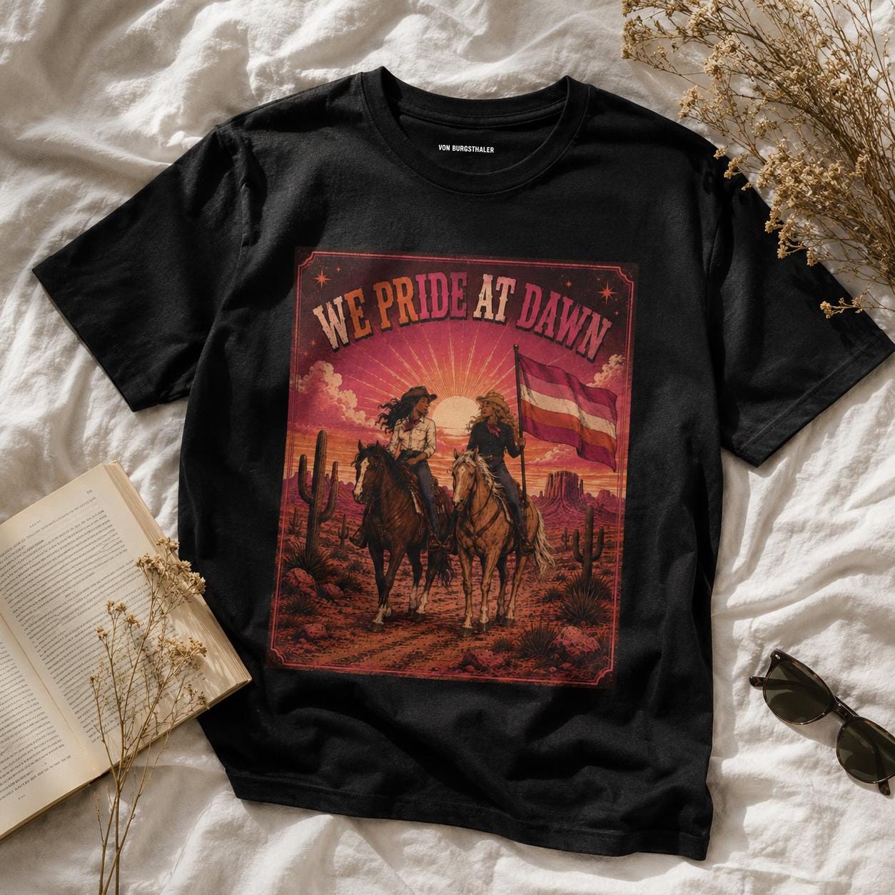 We Pride at Dawn Shirt | Queer Western Graphic Tee | Lesbian | LGBTQ Shirt | Oversized Tee | Pride Shirt | Vintage 90s | Y2K | Cowgirl