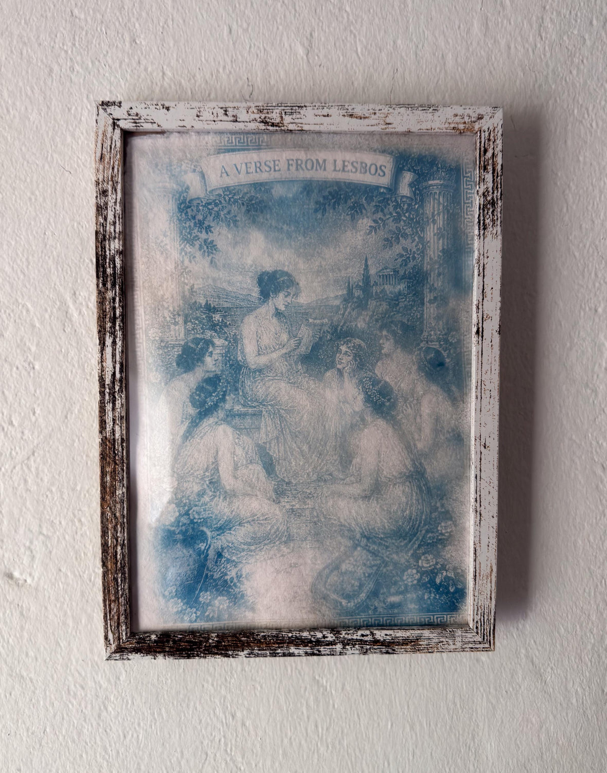 Lesbian lovers, Aphrodite Cyanotype Print, Original Handmade Blue Art on Cotton Rag Paper, A4, Romantic Sapphic Wall Art, Foam Born