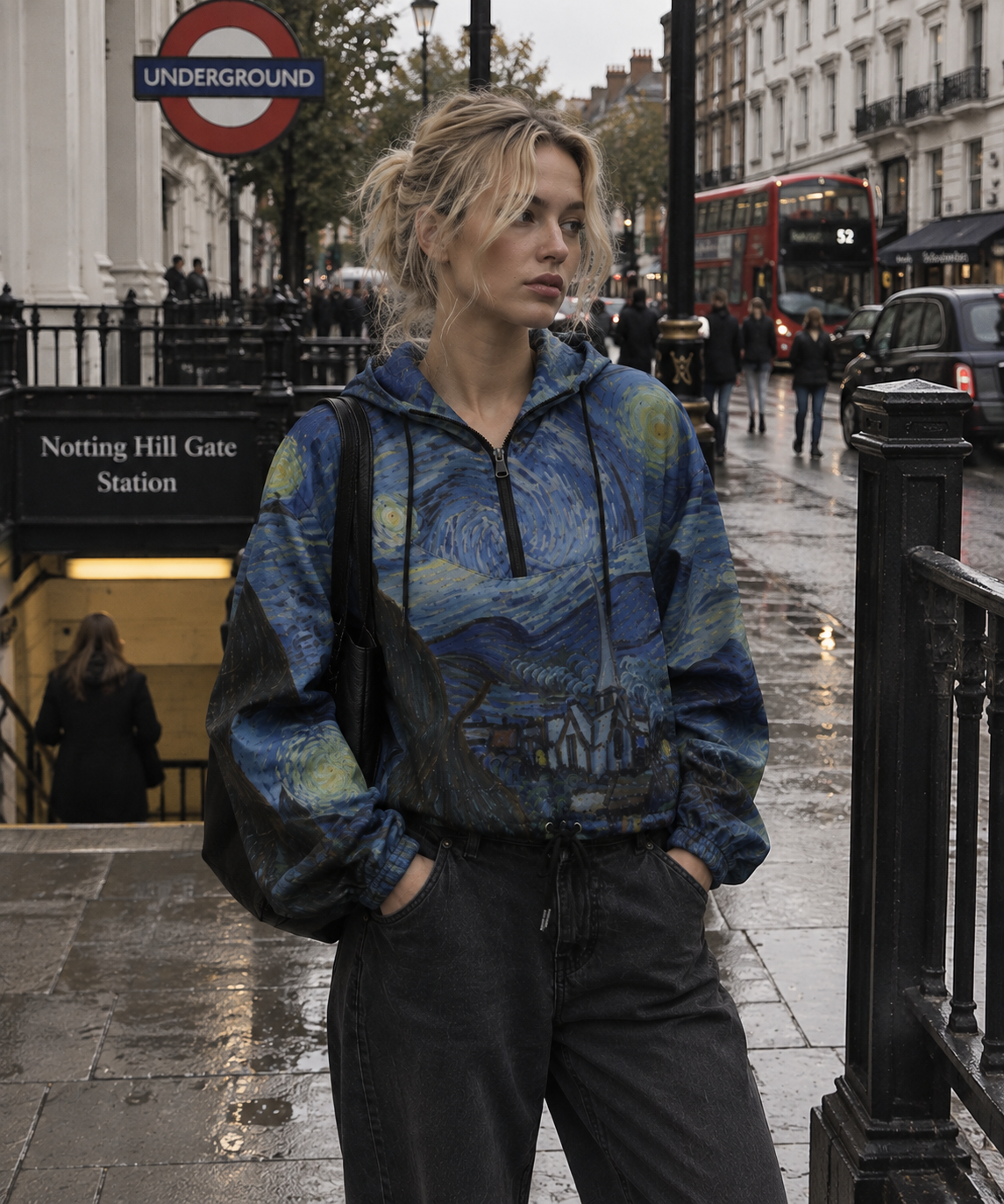 Van Gogh Fine Art Jacket - Starry Night Cropped Windbreaker