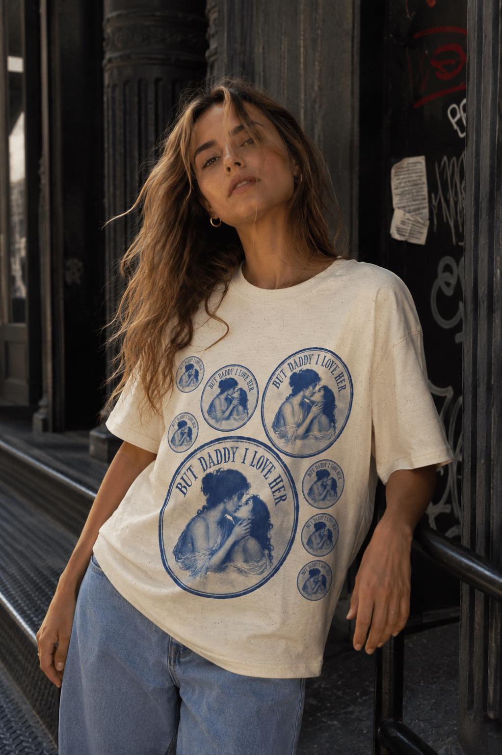 TOO PRETTY to be with men | Lesbian Graphic Tee | oversized Shirt | Sapphic LGBT Queer | Feminist | Girls support Girls | Girl power