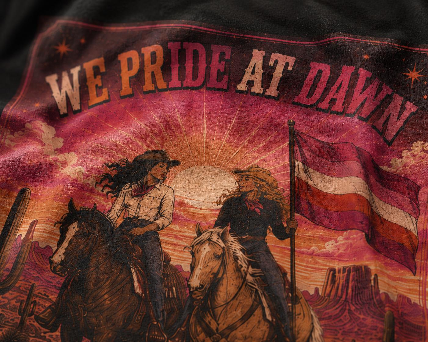 We Pride at Dawn Shirt | Queer Western Graphic Tee | Lesbian | LGBTQ Shirt | Oversized Tee | Pride Shirt | Vintage 90s | Y2K | Cowgirl