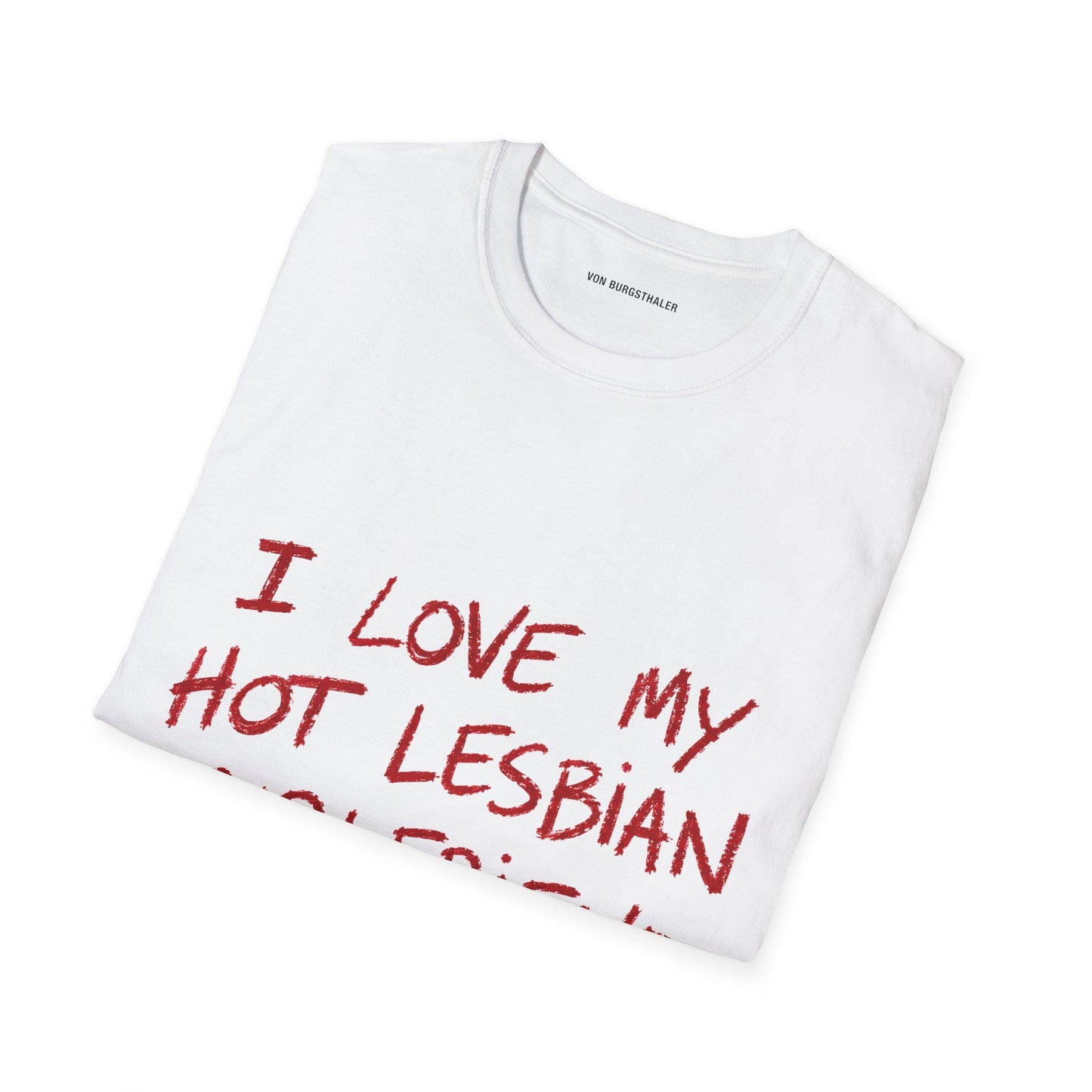 I Love My Hot Lesbian Girlfriend Shirt, Minimalist Lips Graphic Tee, Lesbian Pride T-Shirt, Red Lipstick Queer Top, WLW Couple Gift
