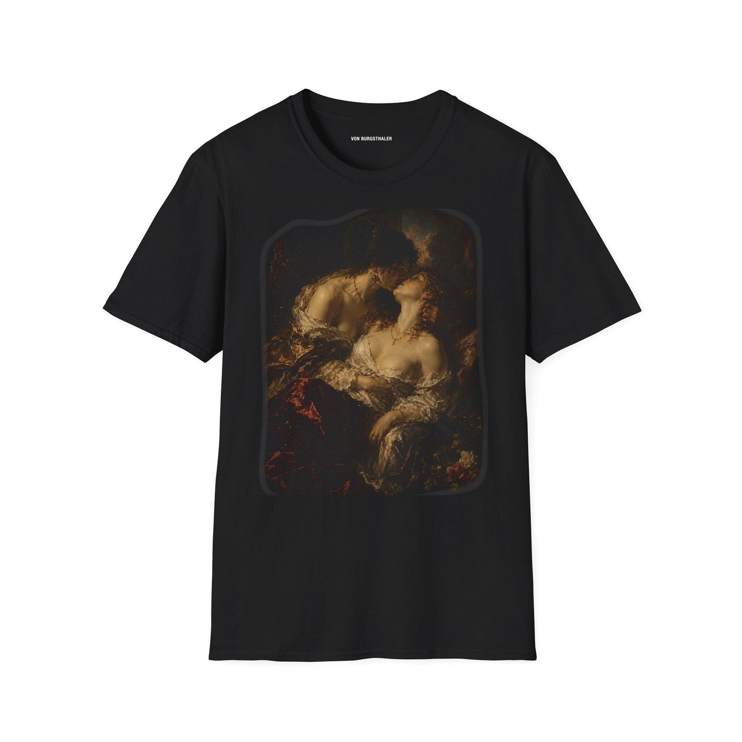 Sapphic Art T-Shirt, Classical Painting Kissing Women Tee, Lesbian WLW Pride Shirt, Vintage Dark Academia Fine Art Graphic Top