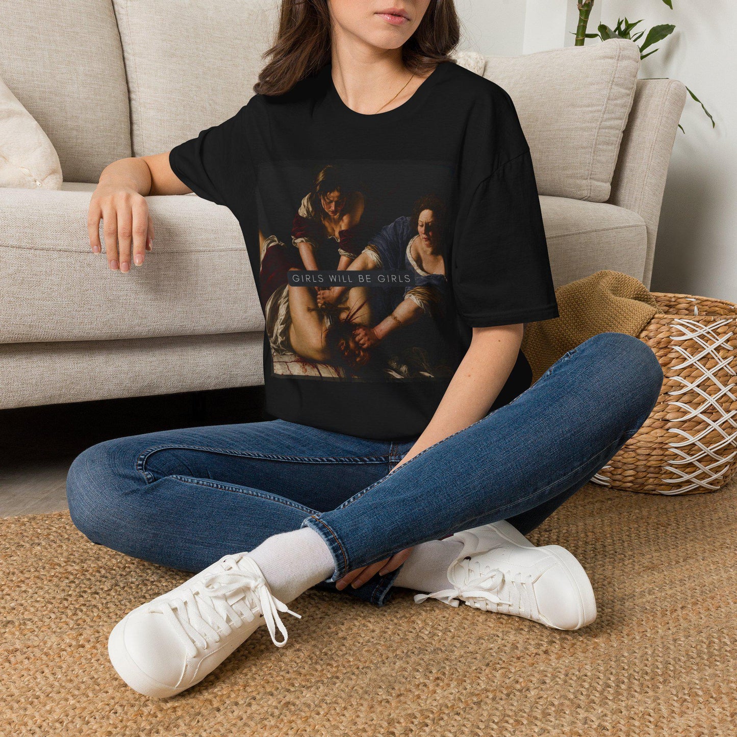 Girls Will Be Girls oversized Shirt, Judith beheading Holofernes Shirt, Unhinged Feminist, Girl Power, Lesbian, Burn the Patriarchy
