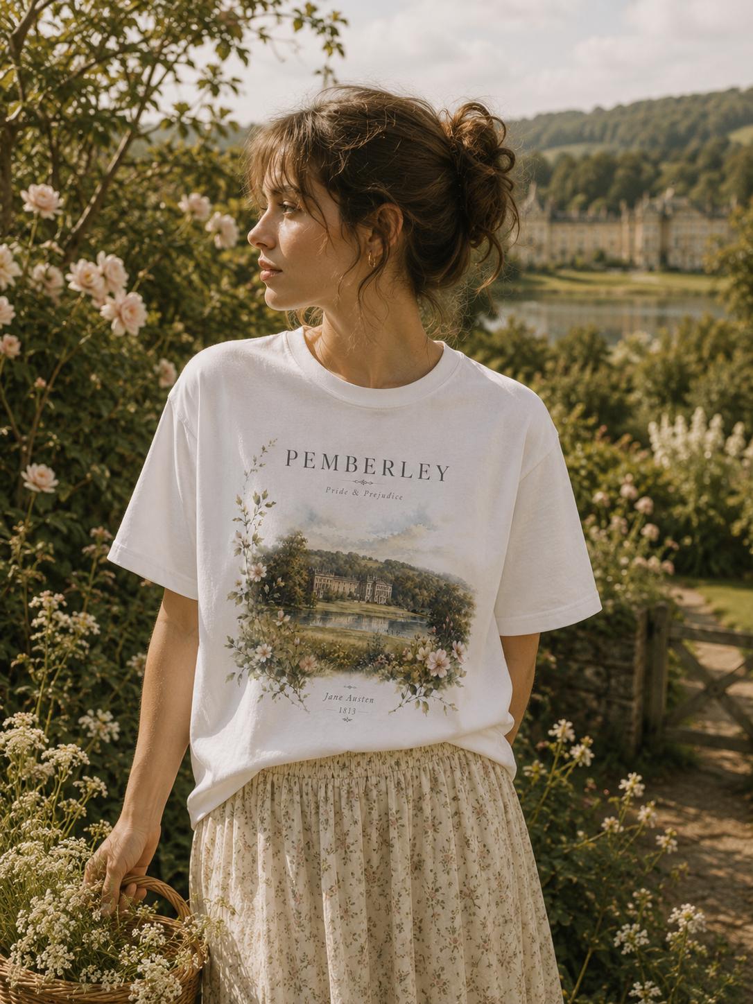 Pride and Prejudice Pemberley Shirt Shirt Booklover T-shirt Jane Austen Fandom Merch Pemberley Tshirt Bookish Painting Tee Book Art Gift
