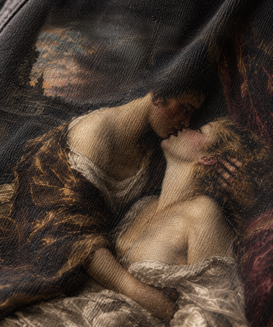 Vintage Renaissance Art Zip Up Hoodie, Sapphic Romantic Painting Distressed Sweatshirt, Dark Academia Lovers Jacket, Aesthetic Goth Hoodie