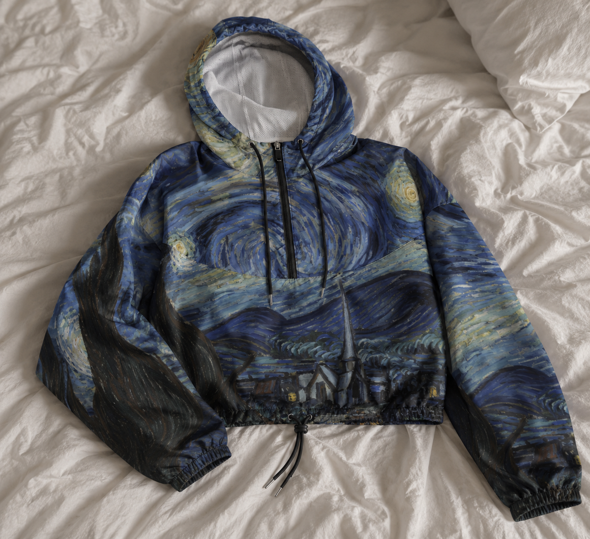 Van Gogh Fine Art Jacket - Starry Night Cropped Windbreaker