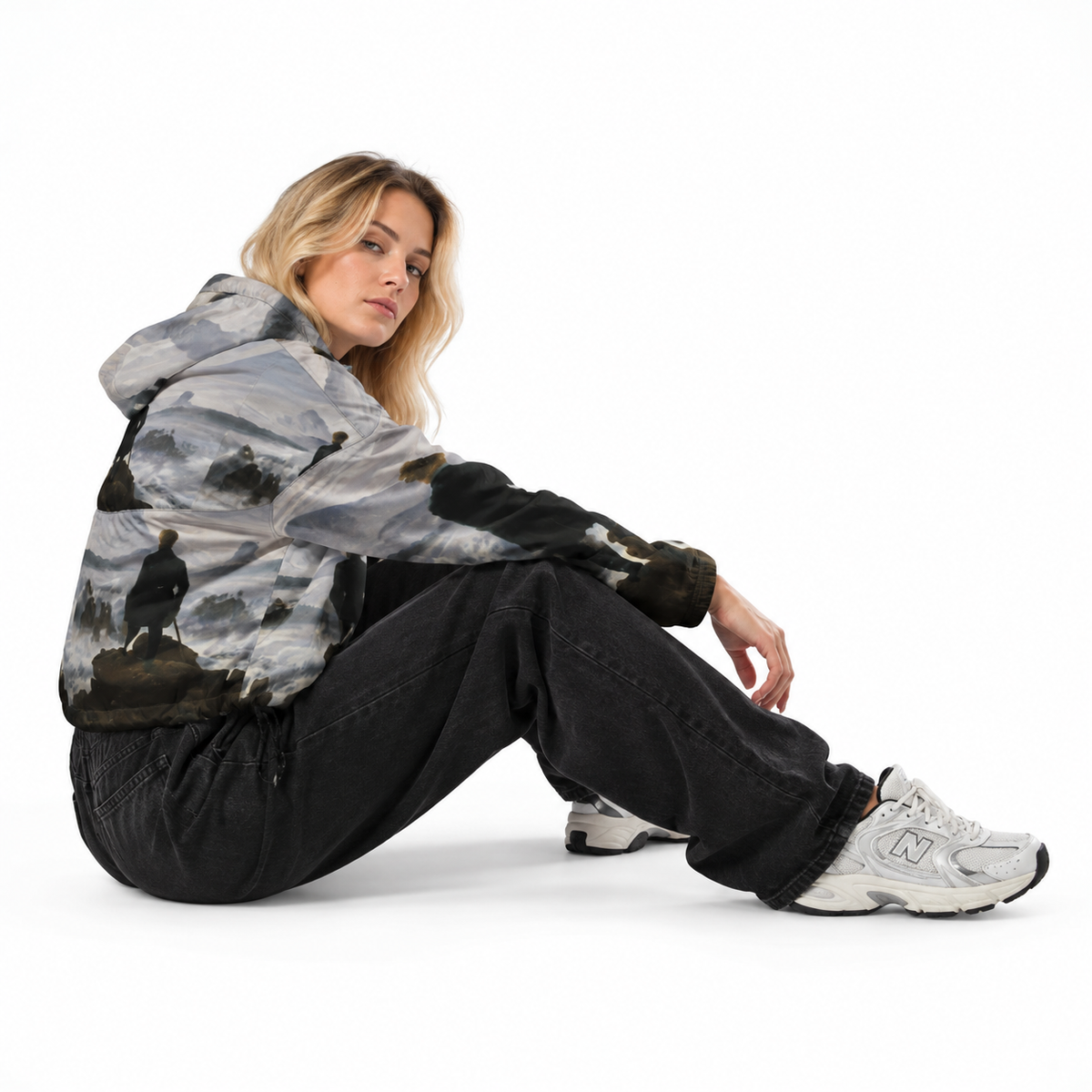 Caspar David Friedrich Fine Art Jacket - Wanderer Above the Sea of Fog Cropped Windbreaker