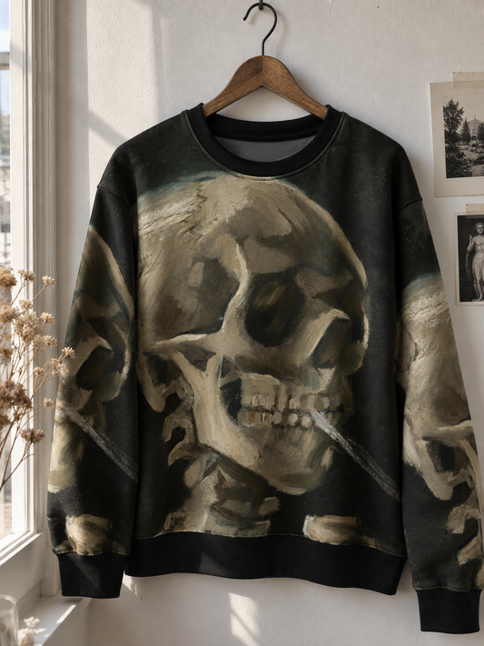 Van Gogh Skull All-Over Print Sweatshirt
