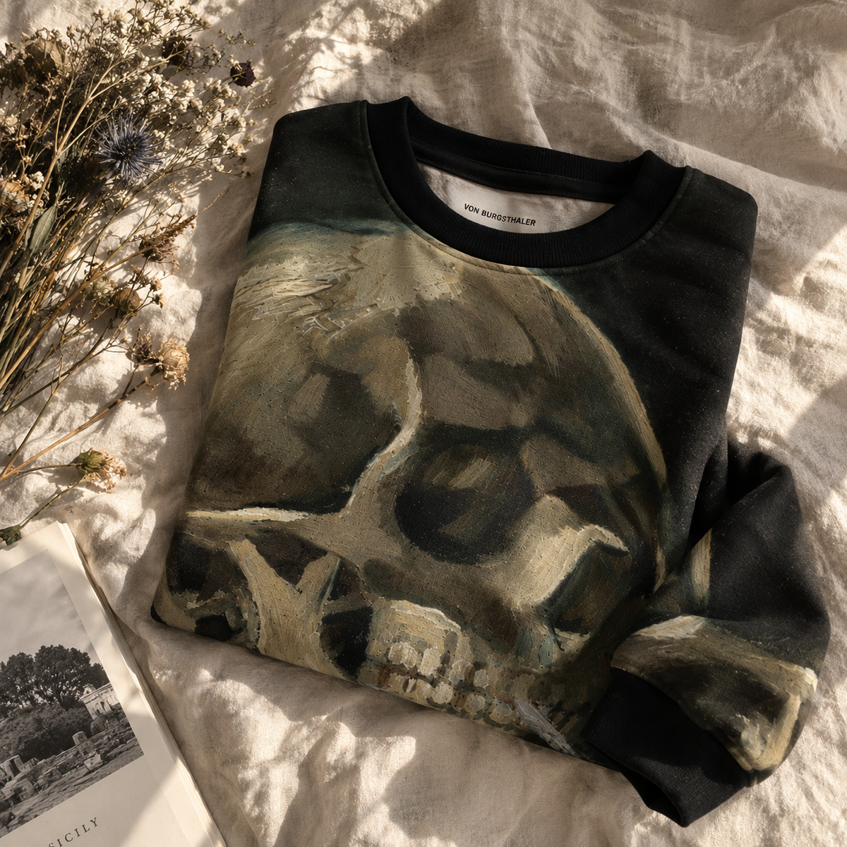 Van Gogh Skull All-Over Print Sweatshirt