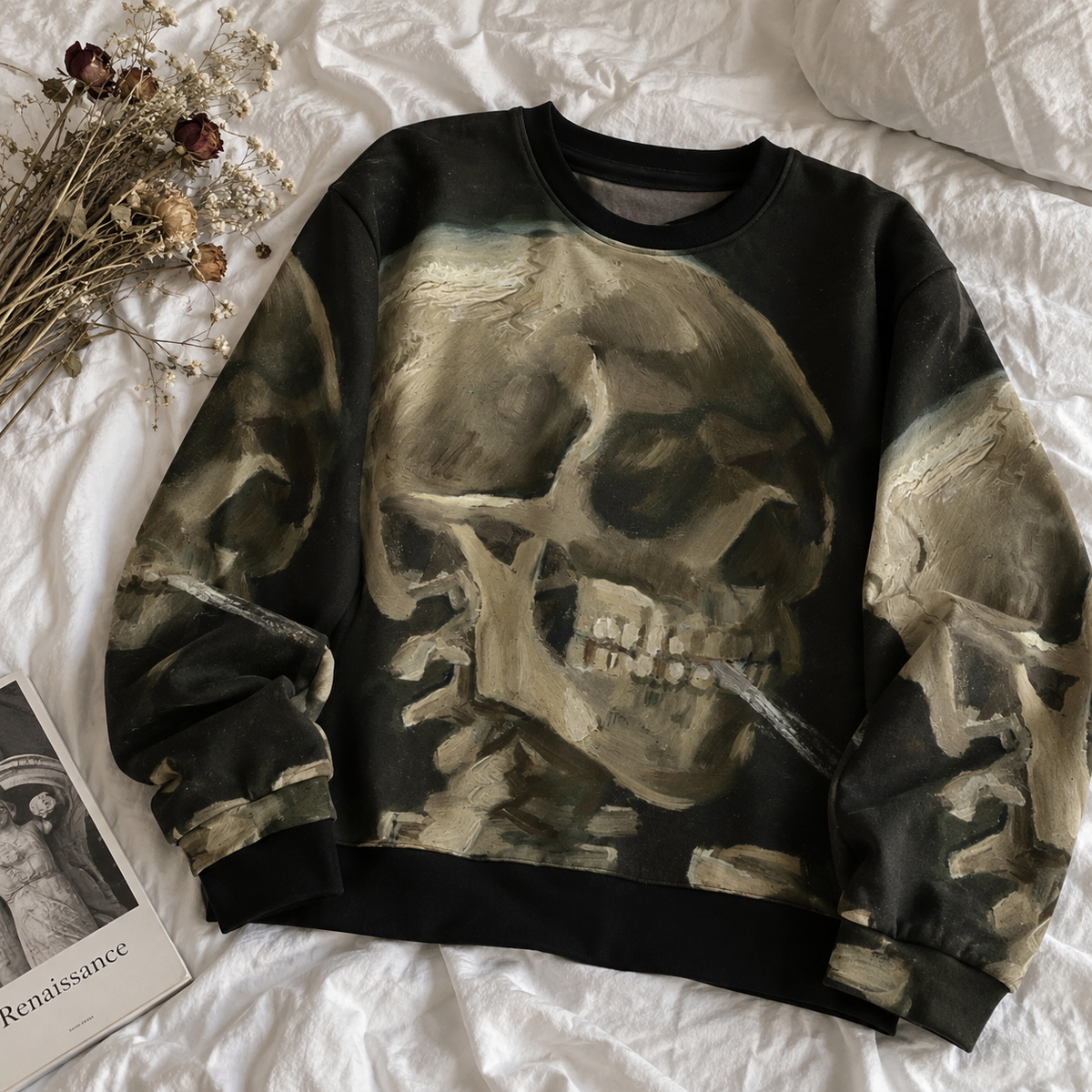 Van Gogh Skull All-Over Print Sweatshirt