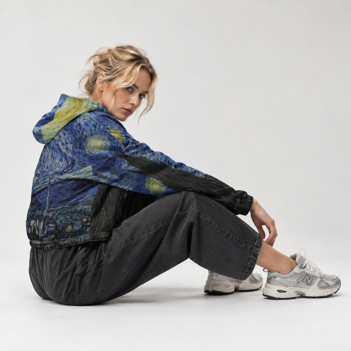 Van Gogh Fine Art Jacket - Starry Night Cropped Windbreaker