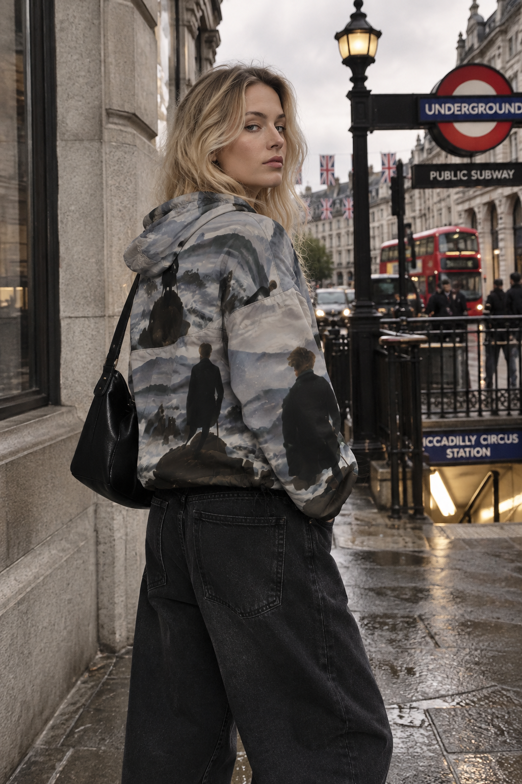 Caspar David Friedrich Fine Art Jacket - Wanderer Above the Sea of Fog Cropped Windbreaker
