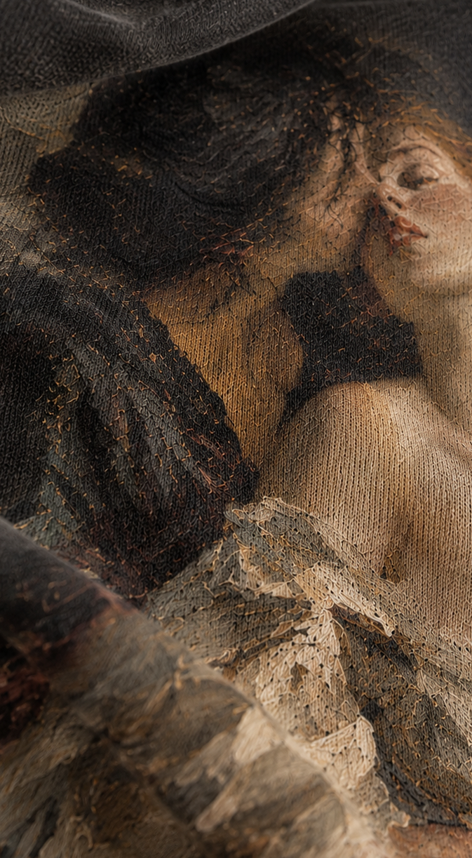 Vintage Renaissance Art Zip Up Hoodie, Sapphic Romantic Painting Distressed Sweatshirt, Dark Academia Lovers Jacket, Aesthetic Goth Hoodie