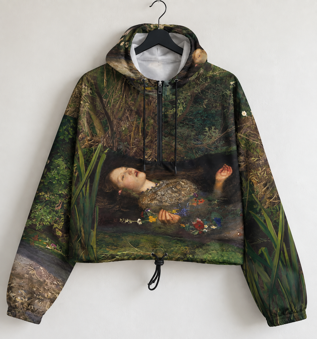 Ophelia Cropped Windbreaker - John Everett Millais Fine Art Jacket