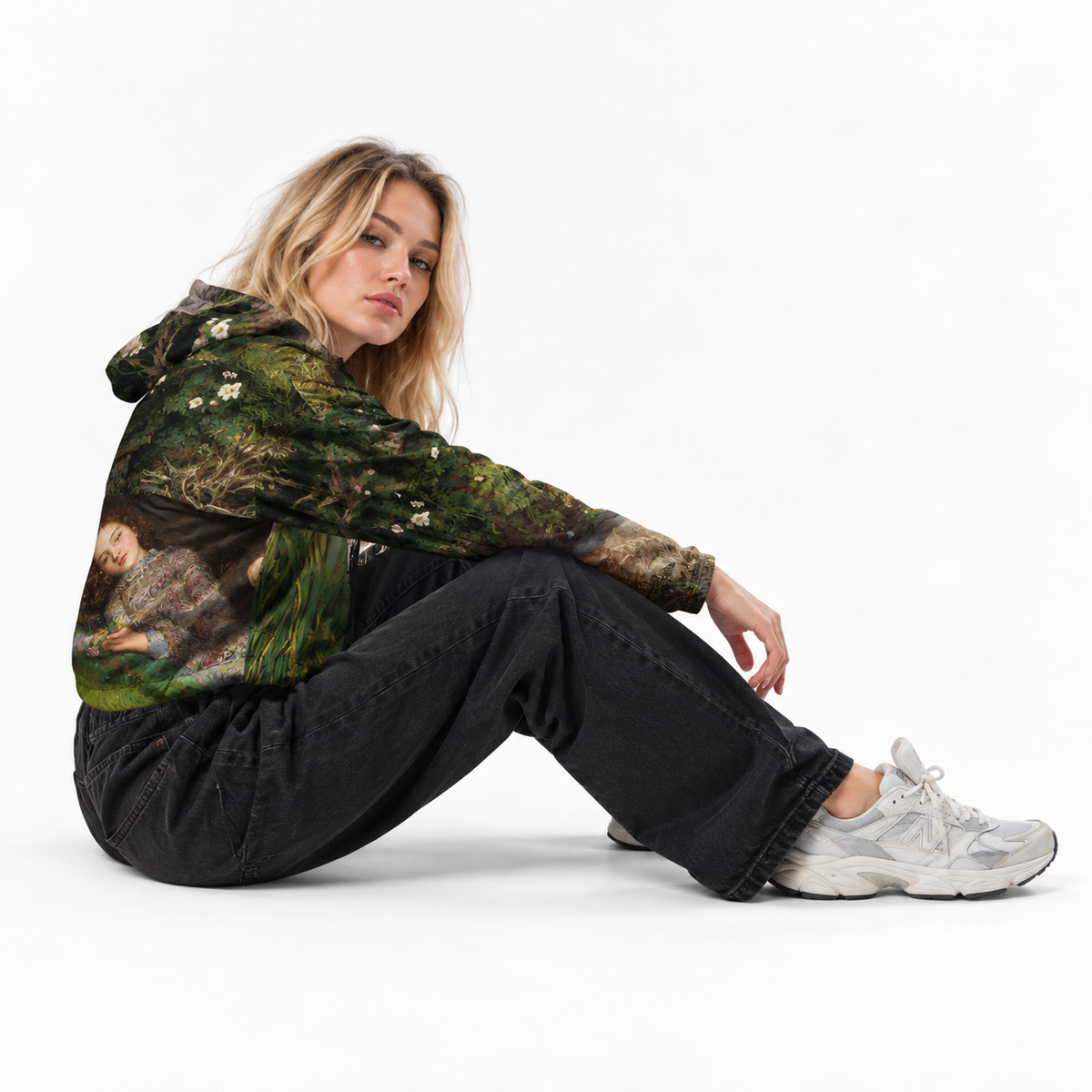 Ophelia Cropped Windbreaker - John Everett Millais Fine Art Jacket