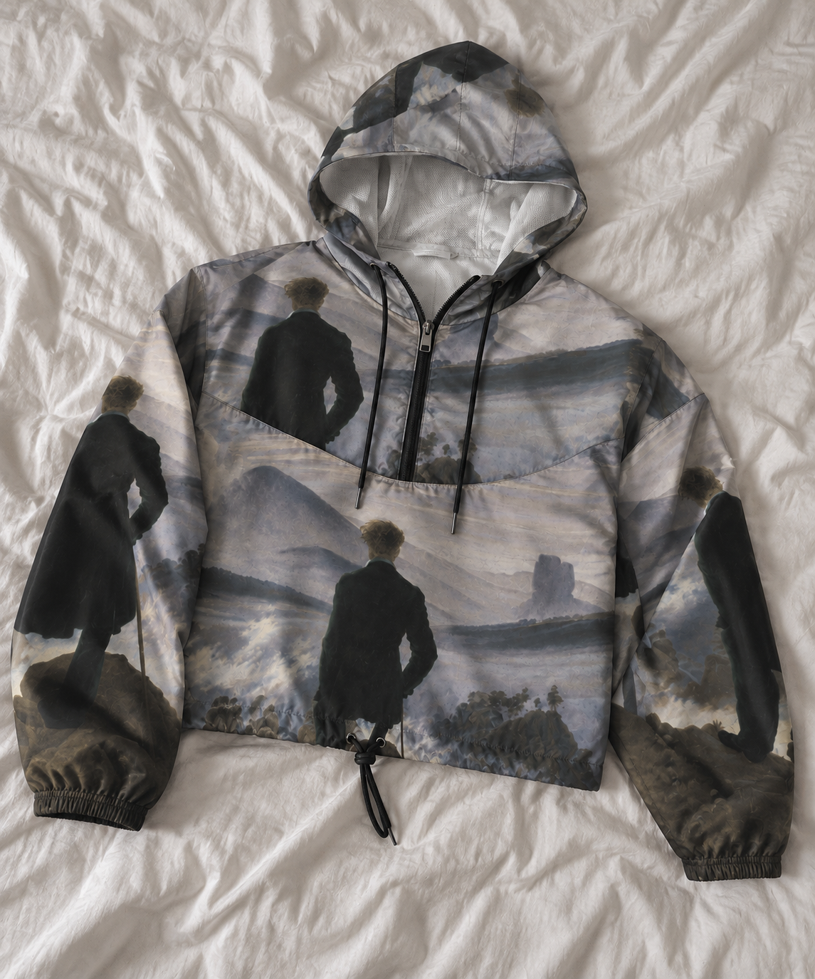 Caspar David Friedrich Fine Art Jacket - Wanderer Above the Sea of Fog Cropped Windbreaker