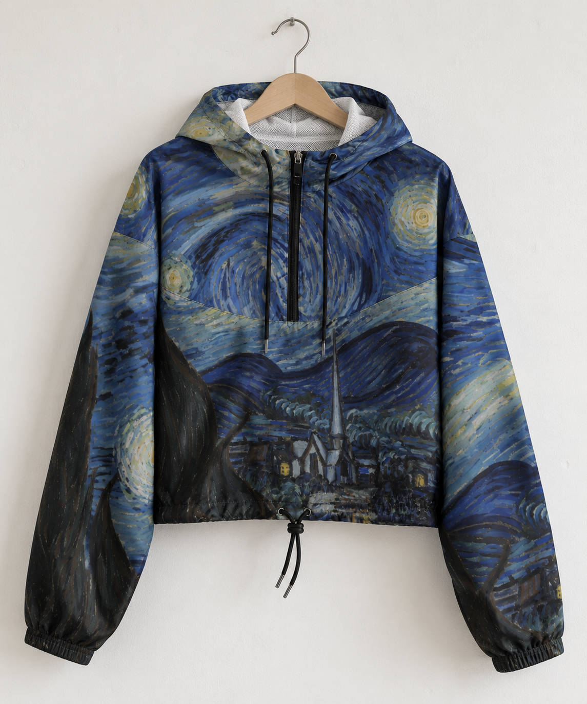Van Gogh Fine Art Jacket - Starry Night Cropped Windbreaker