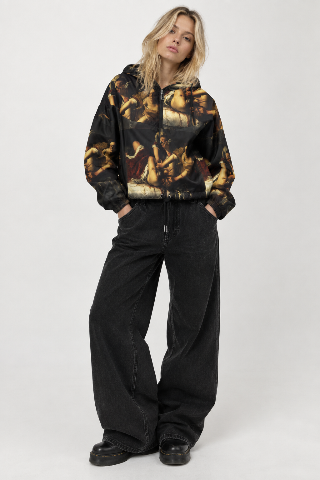 Artemisia Gentileschi Fine Art Jacket - Judith Beheading Holofernes Cropped Windbreaker