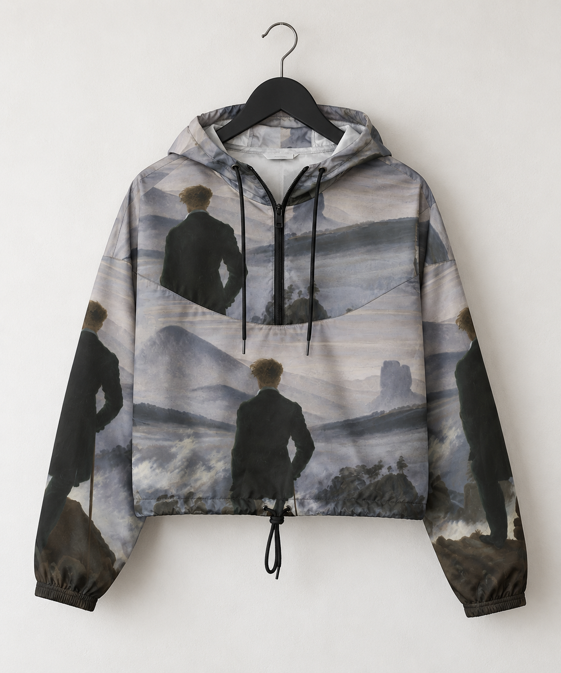 Caspar David Friedrich Fine Art Jacket - Wanderer Above the Sea of Fog Cropped Windbreaker