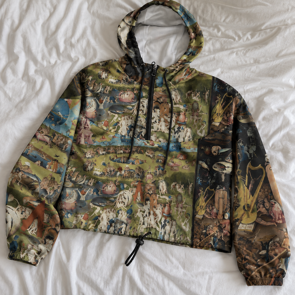 Hieronymus Bosch Fine Art Jacket - Garden of Earthly Delights Cropped Windbreaker